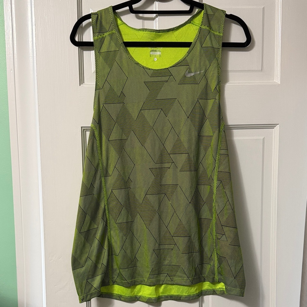 Nike Lime Green Geometric Dry-Fit Tank Top